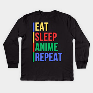 Otaku Routine (Mood Colors) Kids Long Sleeve T-Shirt